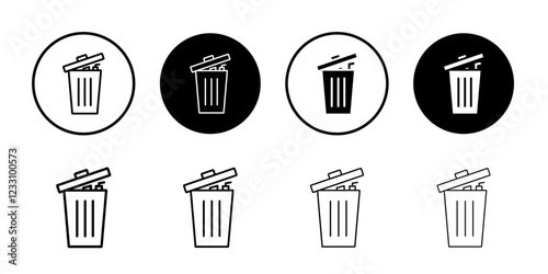 Bin icon Outline thin set pack series