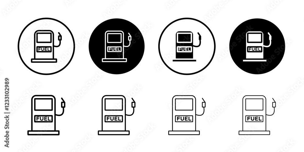 Gas station icon Outline thin set pack series