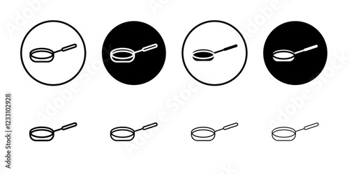 Frying pan icon Outline thin set pack series