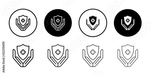 Medical insurance icon Outline thin set pack series