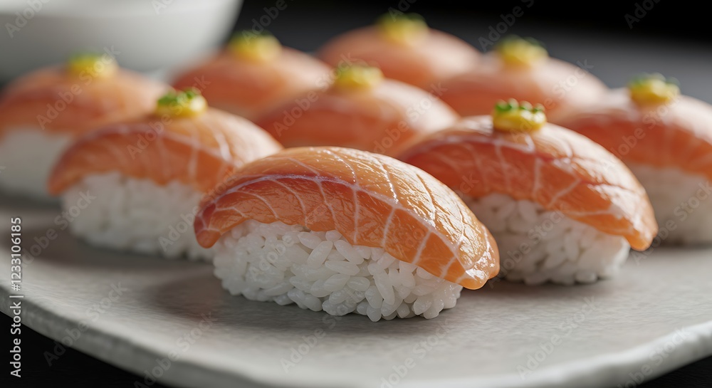 Delicious Salmon Sushi Nigiri Platter Perfect for Dinner Delicious Salmon Sushi Nigiri Platter Perfect for Dinner