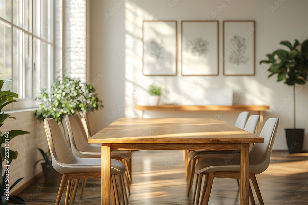 a cheerful and airy office meeting room, characterized by its minimalist design with white walls and wooden elements. a cheerful and airy office meeting room, characterized by its minimalist design with white walls and wooden elements.