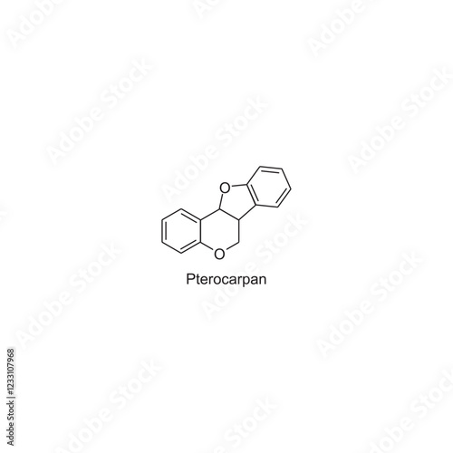 Pterocarpan skeletal structure.Isoflavonoid compound schematic illustration. Simple diagram, chemical structure.
