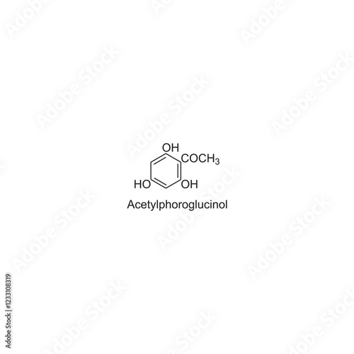 Acetylphoroglucinol skeletal structure.Phenolic Compound compound schematic illustration. Simple diagram, chemical structure.