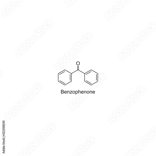 Benzophenone skeletal structure.Ketone compound schematic illustration. Simple diagram, chemical structure.