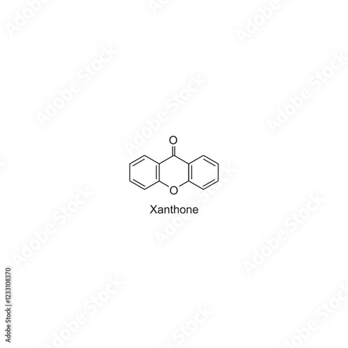 Xanthone skeletal structure.Heterocyclic Compound compound schematic illustration. Simple diagram, chemical structure.