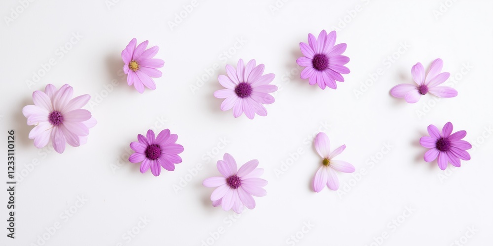 A close up of a bunch of pink flowers. The flowers are arranged in a row and are of various sizes. Concept of beauty and tranquility, as the flowers are delicate and vibrant