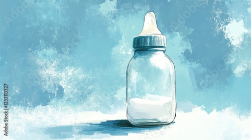 Illustration of an empty baby bottle photo