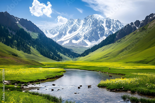 Kyrgyzstan'ın Sakin Doğası: Dağlar, Bozkır ve Gökyüzü Altında Huzur photo