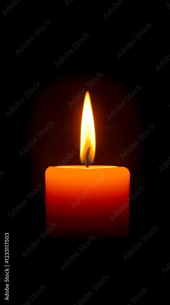 Flickering candle illuminating a dark space in a peaceful setting Flickering candle illuminating a dark space in a peaceful setting