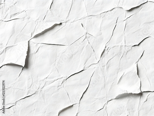 The image captures the texture of crumpled white paper with shadows and highlights that emphasize the depth and irregularity of the folds.