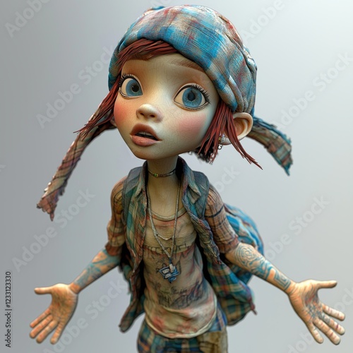Fantasy Girl with Detailed Clothing and Big Eyes - 4K Ultra HD 3D Animation Character Design