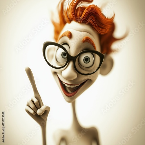 Funny Cartoon Nerd Character with Glasses - 4K Ultra HD 3D Animated Illustration
