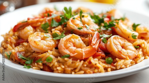Tasty Shrimp Paella with Seasoned Rice - 4K Ultra HD Authentic Spanish Cuisine Photography