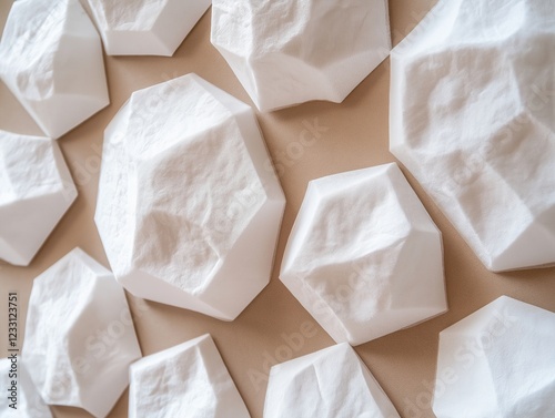 White 3D Geometric Wall Panels with Shadow Effects - 4K Ultra HD Abstract Texture Background