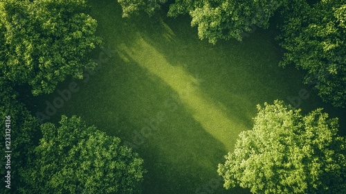 Lush Green Park with Shadows - 4K Ultra HD Nature Aerial View