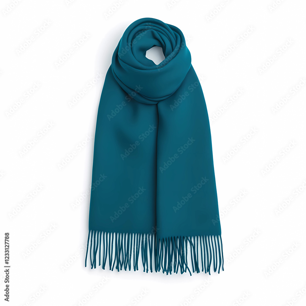 Εκτύπωση καμβά Teal Scarf Against a White Background – A Stylish and Elegant Scarf for Every Ou