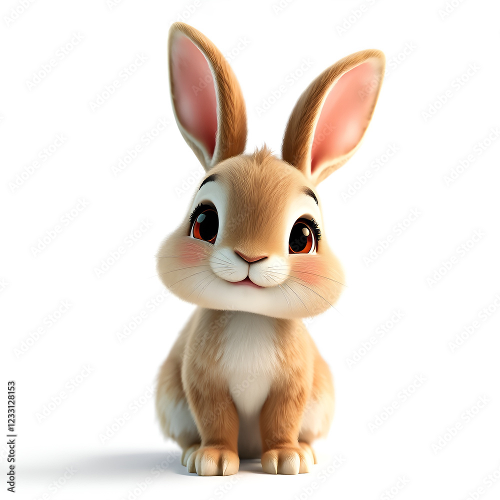 Fototapeta premium cartoon white rabbit isolated on white