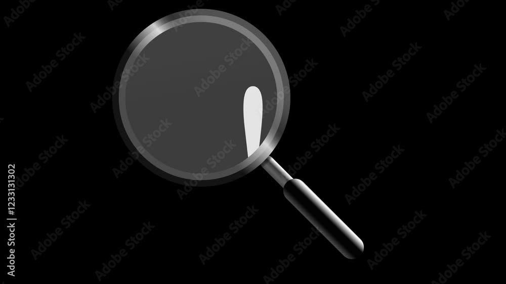 magnifying glass is rolling over an exclamation mark on black and green background, animated video magnifying glass is rolling over an exclamation mark on black and green background, animated video