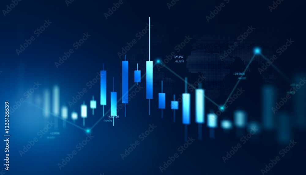 Naklejka premium Digital financial chart indicators, stock market business and exchange financial growth graph. 