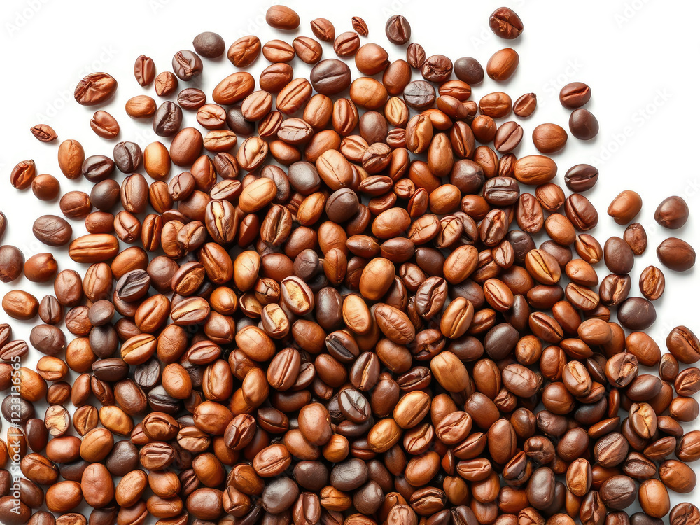 heap of cocoa beans on a white background isolated, food, snack heap of cocoa beans on a white background isolated, food, snack