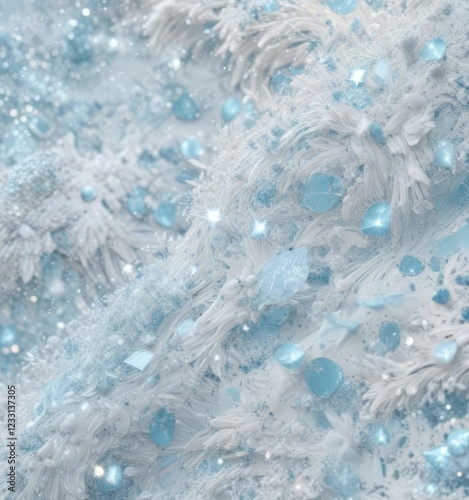 Wallpaper Mural Ethereal white and baby blue glittery pattern, frost, shiny, decorative Torontodigital.ca
