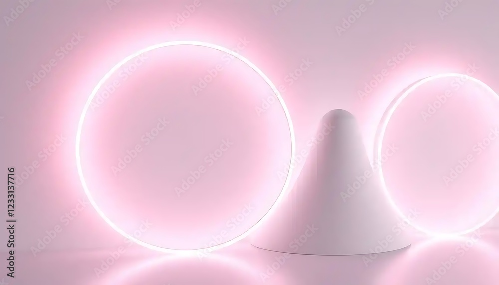 Obraz premium Pink Neon Lights Frame White Cone Shape