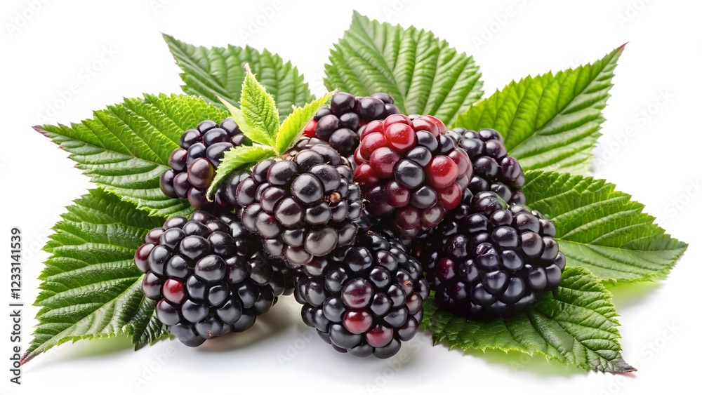 Fresh Blackberries with Leaves Fresh Blackberries with Leaves