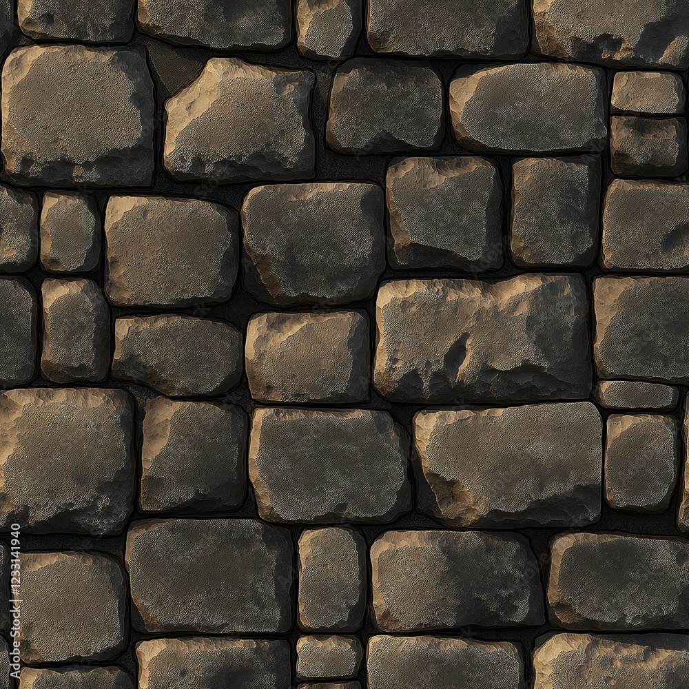 Obraz premium Textures of stone floor and wall for game background. seamless patterns of top view