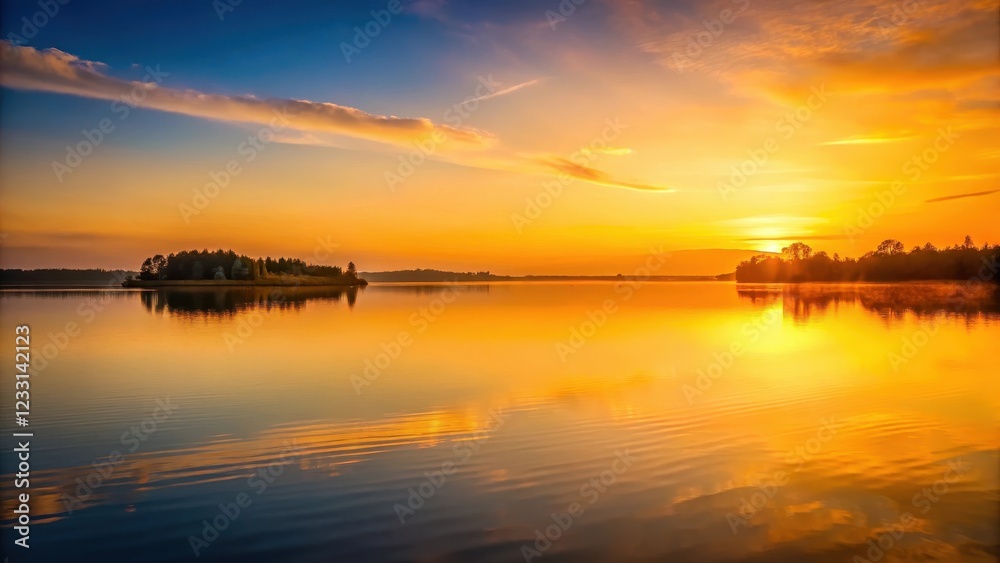 Soft focus landscape with warm orange-yellow gradient at sunset over a serene lake, peaceful, lake, peaceful Soft focus landscape with warm orange-yellow gradient at sunset over a serene lake, peaceful, lake, peaceful