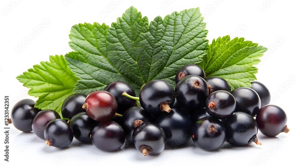 Fototapeta premium Fresh Blackcurrants with Leaves