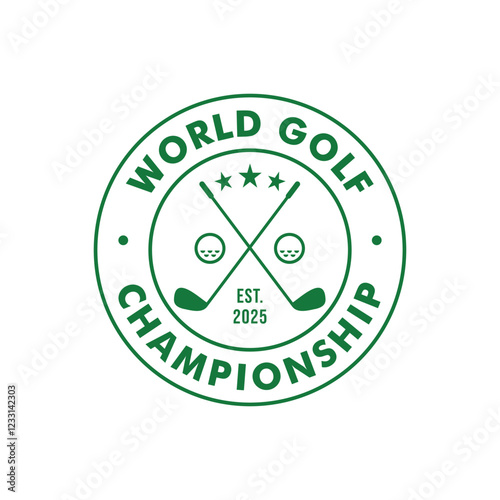 Vintage retro world golf championship logo emblem design for t shirt print or embroidery
