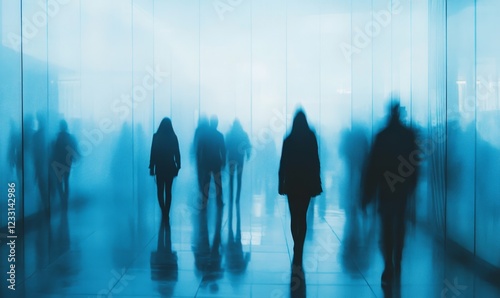 Morning rush hour brings the mesmerizing motion blur of bustling crowds, symbolizing the frenetic energy of today's society.