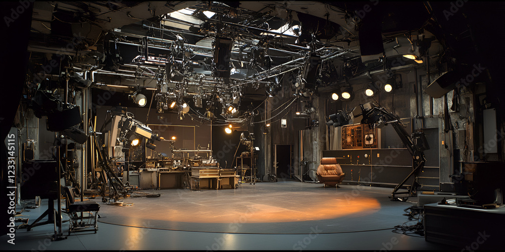 Studio with Adjustable Ceiling-Mounted Lighting for Professional Setup Studio with Adjustable Ceiling-Mounted Lighting for Professional Setup