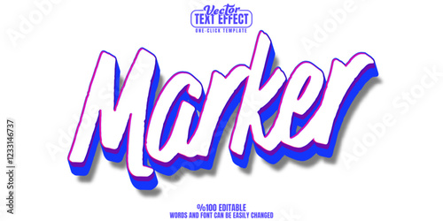 Marker editable text effect, customizable pen and writing 3d font style