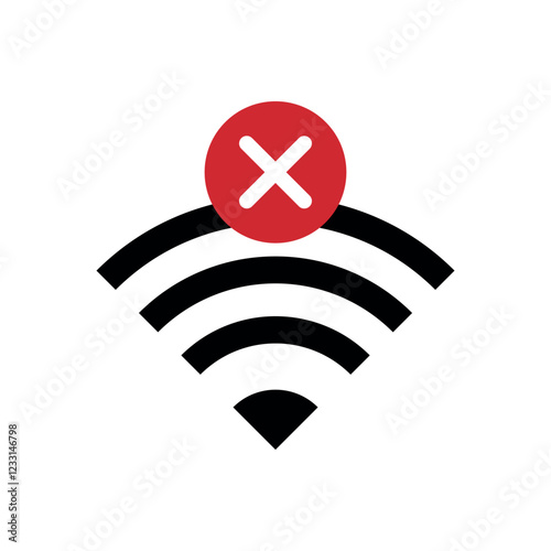 No Internet, No WiFi, Connection Lost, and Connection Problem Icons – Isolated on White Background
