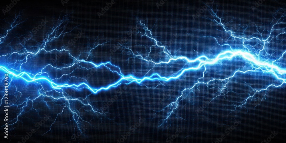 Obraz premium Electric blue and white lightning bolt zigzagging across a dark canvas , electric, zigzag