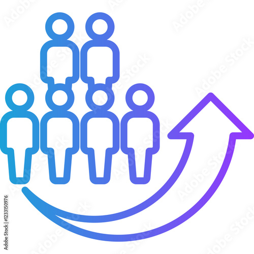 Population Growth line gradient icon