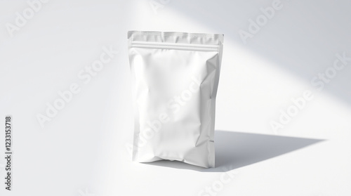 Blank white stand-up pouch packaging mockup