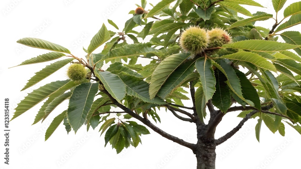 Sweet Chestnut Tree with Conkers and Leaves Sweet Chestnut Tree with Conkers and Leaves