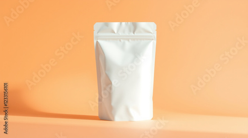 Blank white stand-up pouch packaging mockup