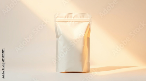 Blank white stand-up pouch packaging mockup