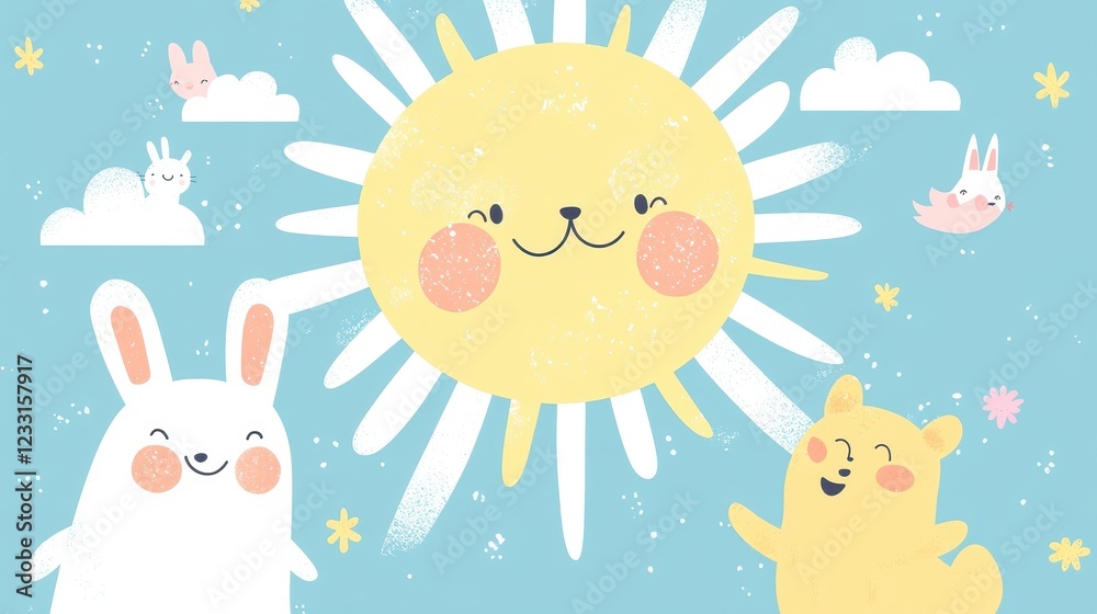 Happy Animals Play Underneath A Smiling Sun Happy Animals Play Underneath A Smiling Sun