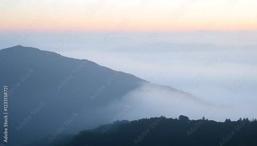 Obraz premium Misty Mountain Landscape at Sunrise