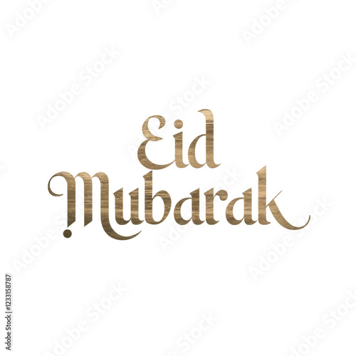 Elegant greeting showing Eid Mubarak in decorative script with gold tones for celebration of a significant festival