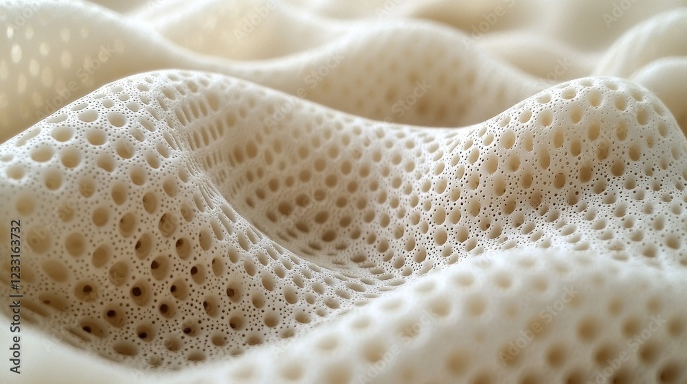 White perforated fabric draped with textured surface closeup White perforated fabric draped with textured surface closeup