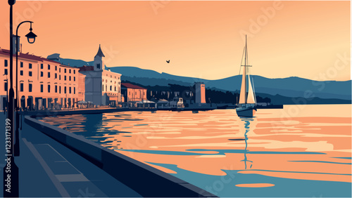 Trieste's Vibrant Harbor.eps