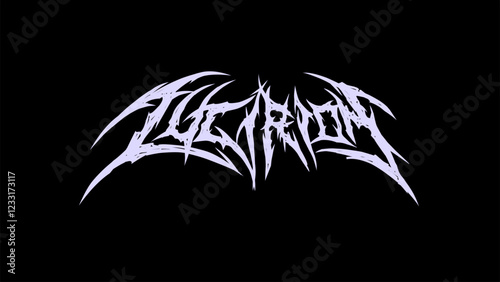 Lucirion typography vector in a striking and intense dark metal font style for t-shirt print apparel, sticker, poster, logo metal band
