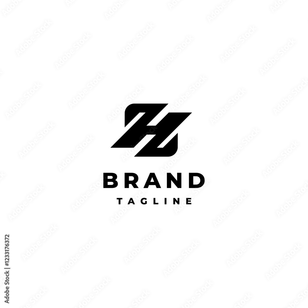 Fototapeta premium Letter H With Z End Line Abstract Logo Design. Bold Initial HZ Letter Logo Design.
