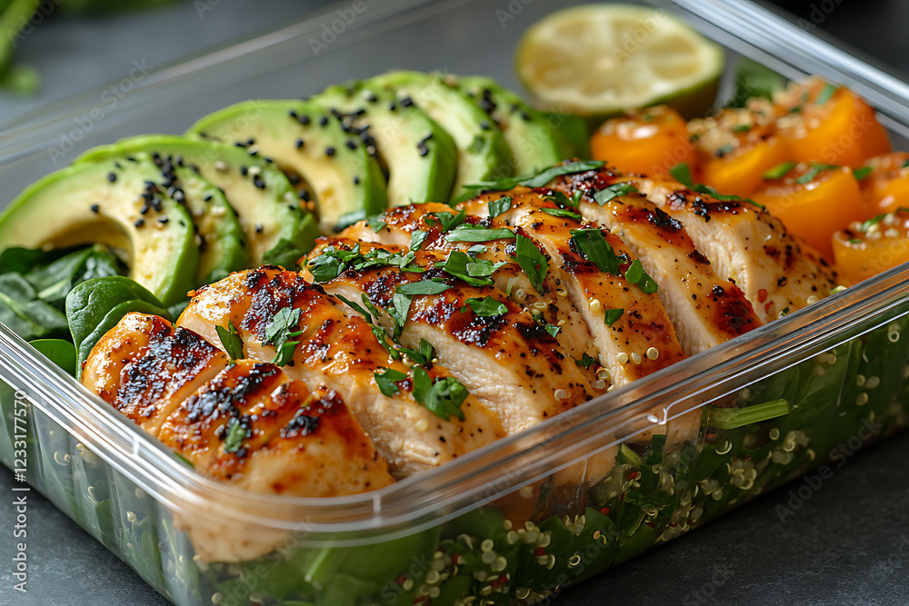 Vibrant glowing wireframe of a fitness meal prep lunchbox, ideal for health and nutrition concepts Vibrant glowing wireframe of a fitness meal prep lunchbox, ideal for health and nutrition concepts